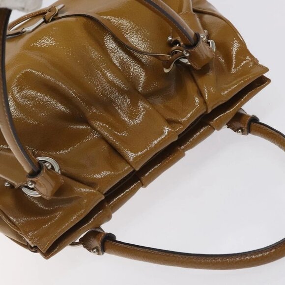 Salvatore Ferragamo Hand Bag Patent leather Brown Silver Auth BA3981 - Picture 6 of 15